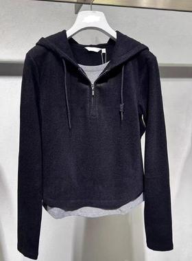 MM商场同款2025秋季新品慵懒百搭灰色连帽针织衫毛衣女1GA201401