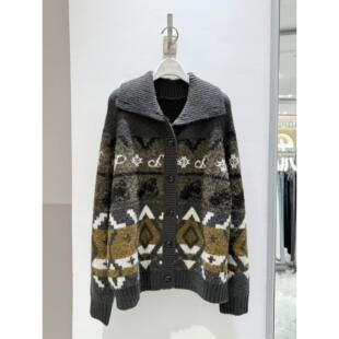 MM麦家2025商场同款冬季新款费尔岛提花针织开衫毛衣女4GB133591