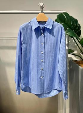 商场同款麦家MM2025年冬季新款条纹衬衫简约百搭上衣女5GA123033