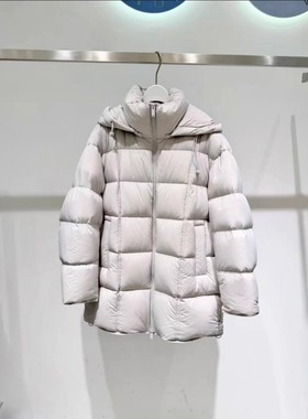 MM麦家云朵泡芙羽绒服女连帽中长款保暖外套2025冬季4GB182211