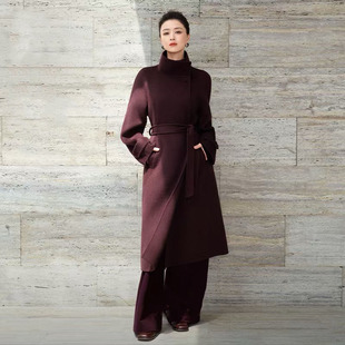 蒋欣代言商场同款伊折扣羊毛羊绒收腰立领大衣毛呢外套1GB170051