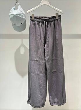 MM商场同款25夏新款灰色休闲裤女宽松山本裤直筒阔腿裤4G5151531