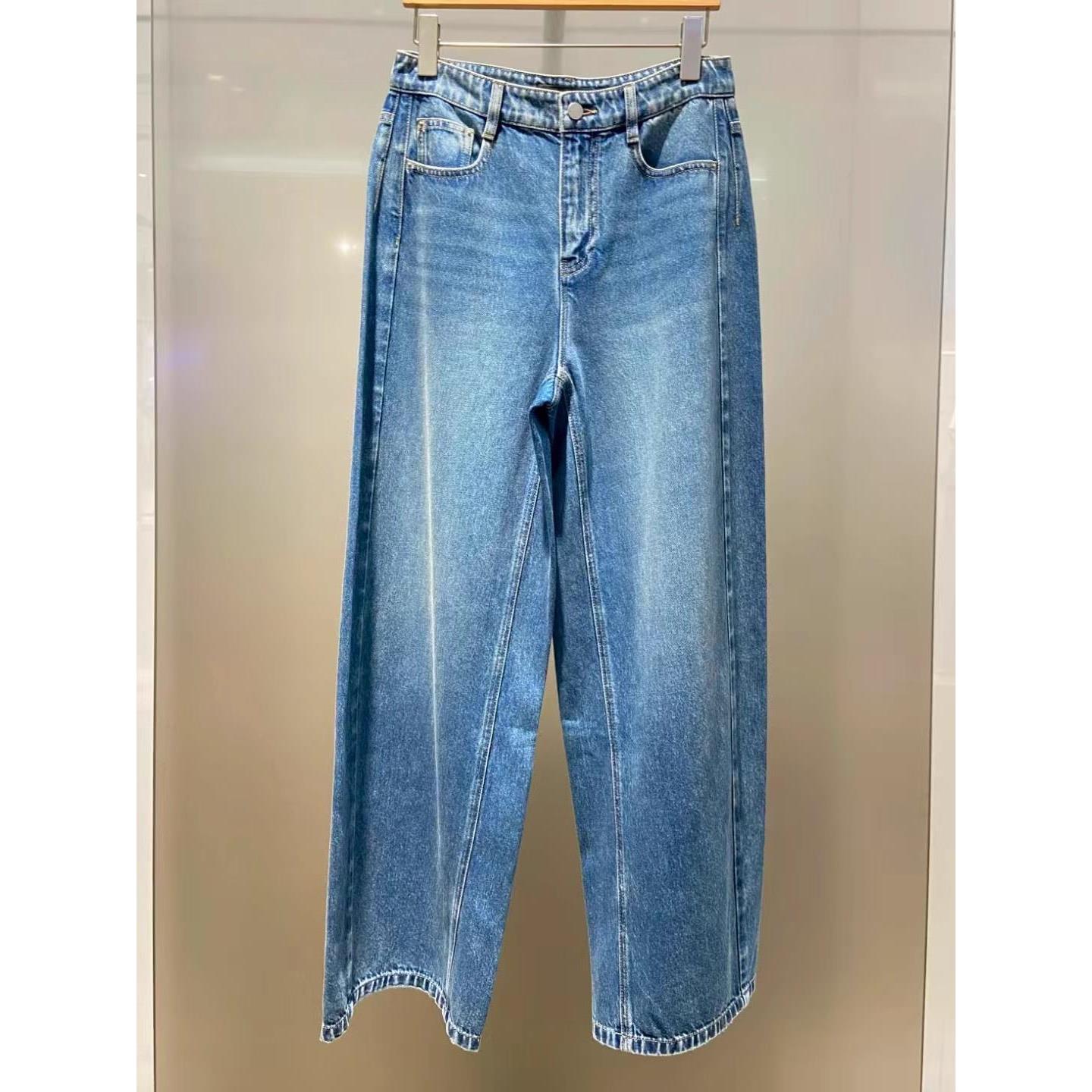 MM麦麦家2025秋新款立体剪裁直筒弯刀神裤牛仔裤女长裤5G8152211