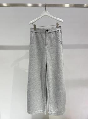 MM麦麦家2025秋冬新款浅灰色高腰阔腿针织休闲裤女长裤4GA154111