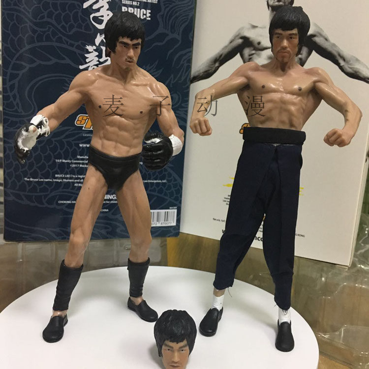 李小龙 蝙蝠肌 全身雕像 真衣服 可换头 双头雕配置 手办模型摆件