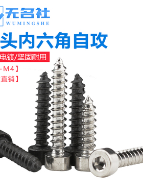 内六角自攻螺钉杯头尖尾螺丝模型自攻音响螺丝钉 M2-2.6-3-3.5-4