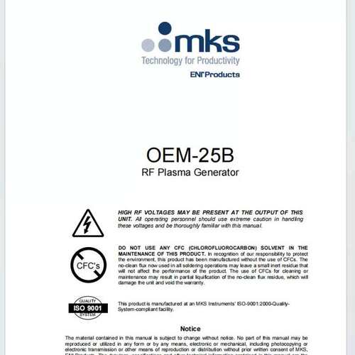 议价MKS OEM-25B RF Plasma Generato可维修
