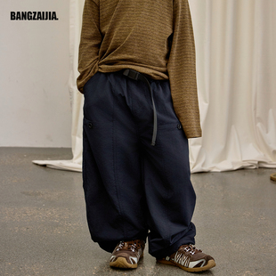 儿童冬季新款两色腰带口袋百搭速干加绒户外加厚休闲裤男童工装裤