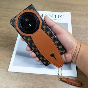 折叠屏保护壳老花皮革腕带支架全包防摔保护套高级感轻奢简约商务小众防摔流苏壳 适用荣耀magicv3手机壳新款