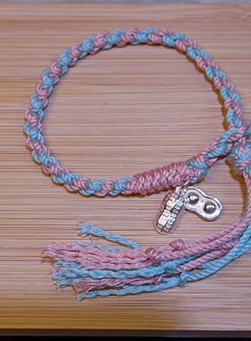步步生花五彩手绳手工编织手绳闺蜜情侣925银饰花生