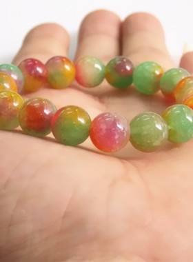 七彩石孔雀玛瑙水晶玉髓情侣手链