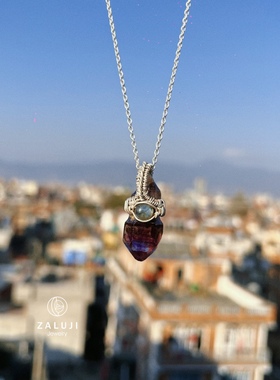 杂露集自制超级七紫水晶权杖吊坠含银链/需定制