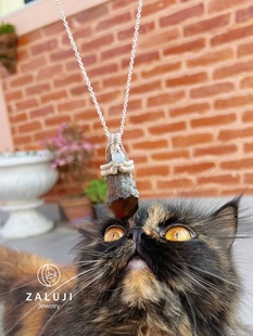 杂露集自制银绕线镶嵌月光石高频喜马拉雅茶晶吊坠含银链