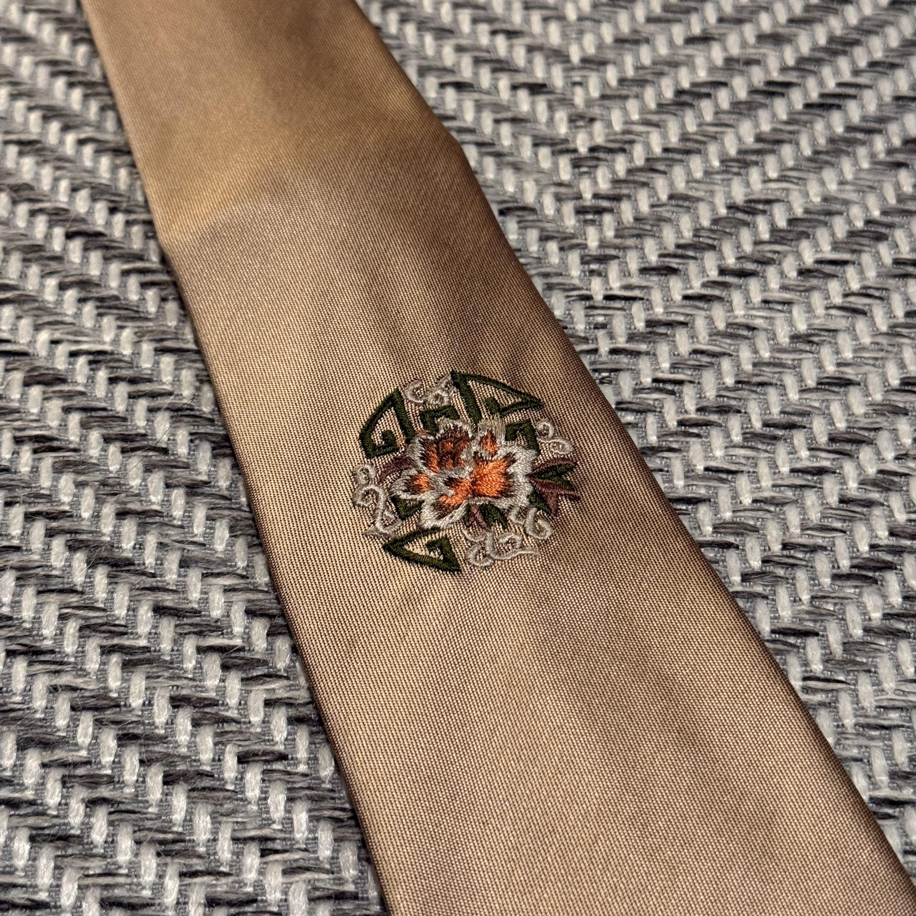 复古印花丝质领带商务百搭棕色