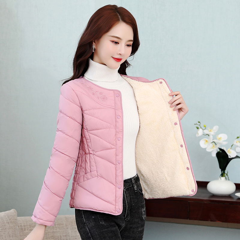 啄木鸟女士加绒加厚保暖羽绒棉袄妈妈装冬外套棉服保暖奶奶内胆