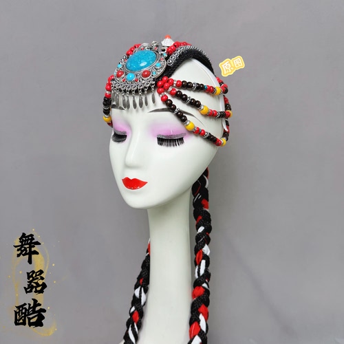 新款少数民族藏族舞蹈演出服头饰纯手工艺考独舞藏族组合舞蹈发饰