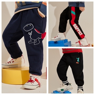 小童薄绒休闲裤 男童卫裤 子秋冬宝宝加绒运动裤 160儿童一体绒裤