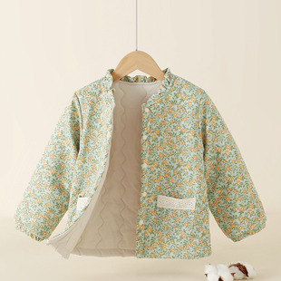 110 170女童加棉棉服夹羊毛加厚保暖棉袄女孩冬内搭上衣碎花外套