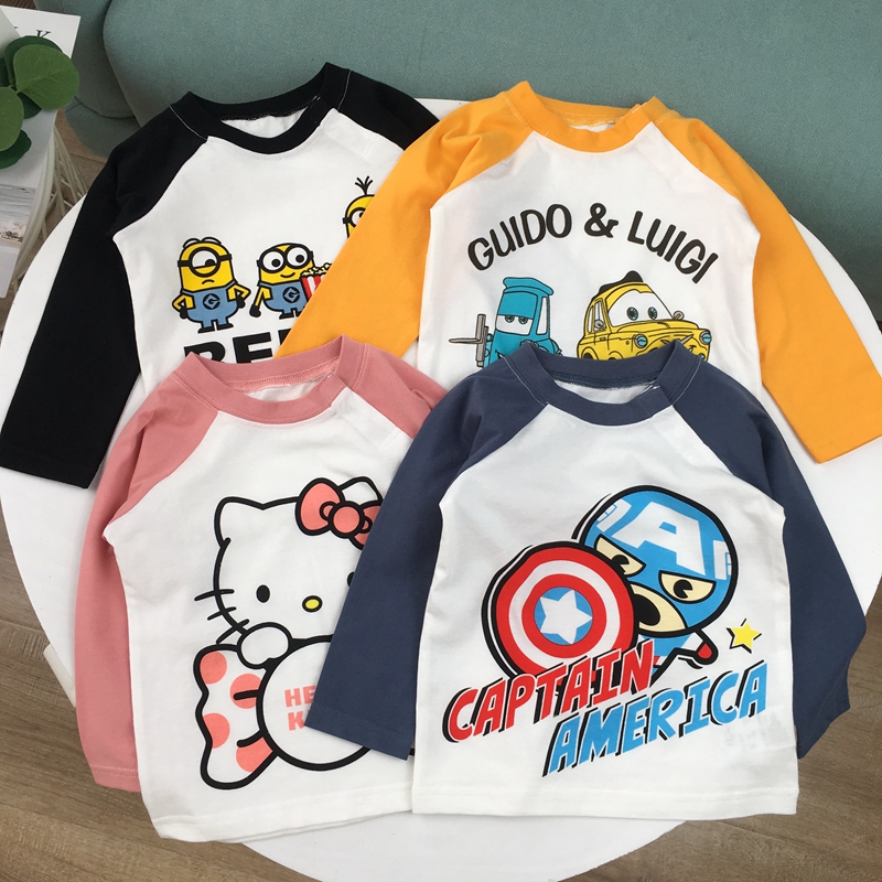 七分袖/长袖可选儿童纯棉T恤插肩袖男女童宝宝上衣春秋外穿套头衫,童装/婴儿装/亲子装,T恤,淘宝优惠券,粉丝福利购,淘宝优惠卷