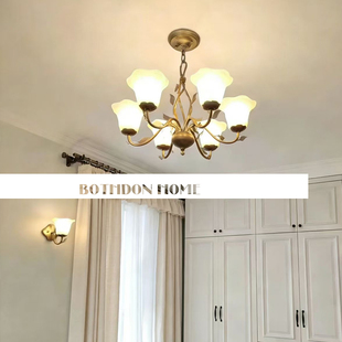 花仙子美式艾菲特复古铁艺卧室公主房创意花瓣灯罩温馨浪漫吊灯