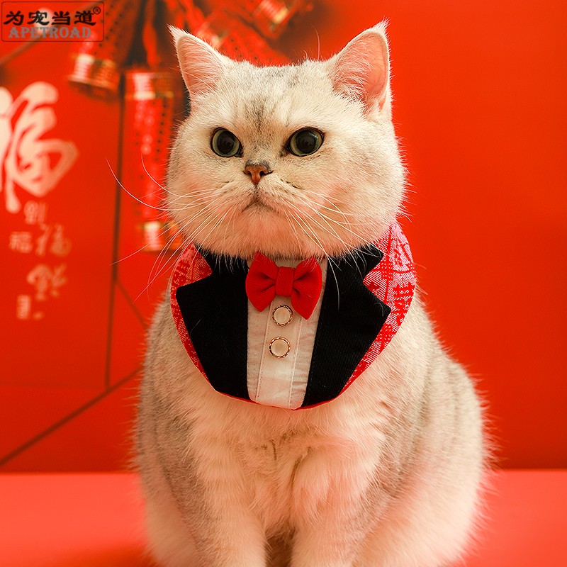 新年喜庆宠物饰品结婚围兜领结