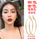 银色大圈圈耳环无耳洞耳夹女简约欧美耳夹金色哑黑色女大耳环耳饰