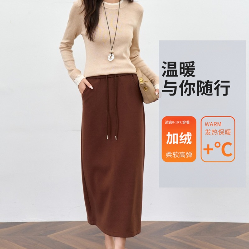 【加绒羊毛裙】25冬季新款直筒小A加厚毛呢羊毛高腰直筒半身裙子