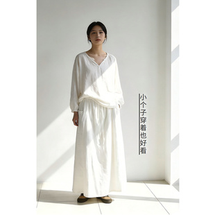 夏季 新款 慵懒风白色半裙舒适A字中长百搭裙子 竹节纯棉小白裙