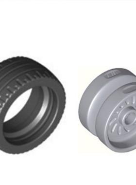 兼容乐高积木零件 18977轮胎24x12mm+18976轮毂18x12mm汽车零配件