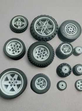 国产积木兼容某高小颗粒汽车轮科教轮胎轮毂ev3科技件