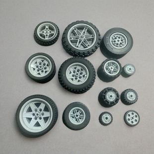 国产积木兼容某高小颗粒汽车轮科教轮胎轮毂ev3科技件