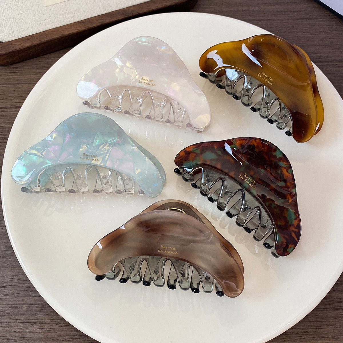 韩系盘发夹子亮面炫彩抓夹