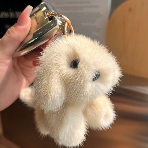 可爱的水貂毛皮小狗车钥匙炼吊坠网红毛绒娃娃娃娃袋吊坠小礼物