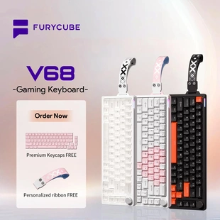 FURYCUBE V68有线机械键盘RGB音乐律动电竞游戏68键盘网页版驱动