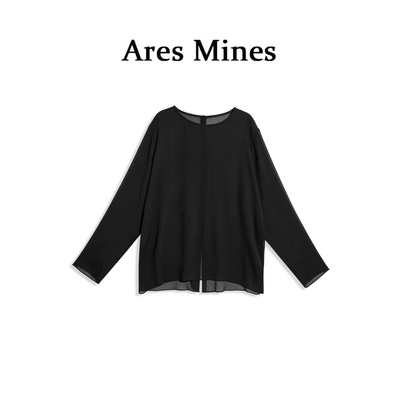 【盛朗熙Ares Mines】暗夜蔷薇 静奢风清透丝质后背排扣设计罩衫