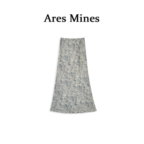 【盛朗熙Ares Mines】恋恋花影 法式印花慵懒手工串珠A字鱼尾半裙