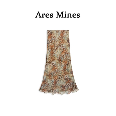 【盛朗熙Ares Mines】复古野序 法式复古金丝豹纹印花A字鱼尾半裙