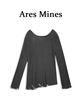 【盛朗熙Ares Mines】慵懒絮语  慵懒清透凉感镂空长袖针织衫上衣