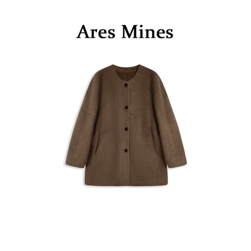 【盛朗熙Ares Mines】香榭暖阳 老钱质感排扣拉绒百搭毛呢外套秋