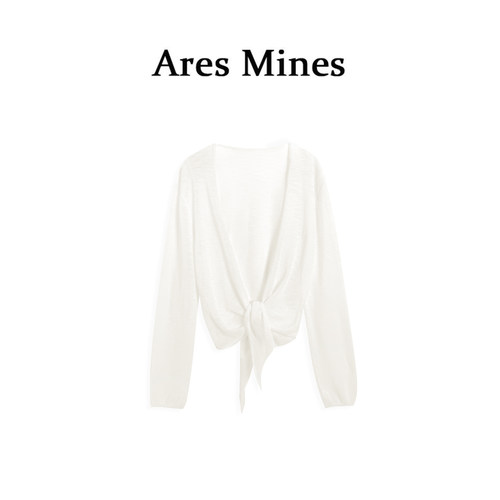【盛朗熙Ares Mines】云雾轻绕 轻透凉感基础款纯色纱感长袖开衫