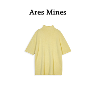 【盛朗熙Ares Mines絮暖春芽 松弛感wool半高领叠穿短袖针织毛衣