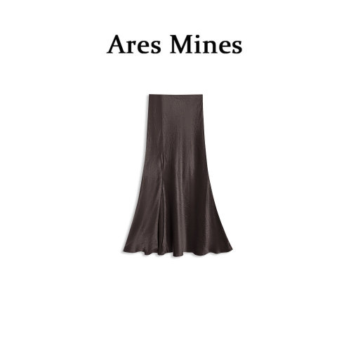 【盛朗熙Ares Mines】褐夜轻绸 法式优雅缎面A字高腰显瘦半身裙