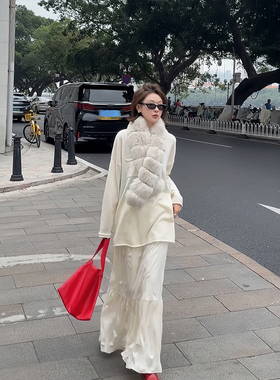 【盛朗熙Ares Mines】轻漫自然 狐狸毛大版秋冬保暖围脖毛领围巾