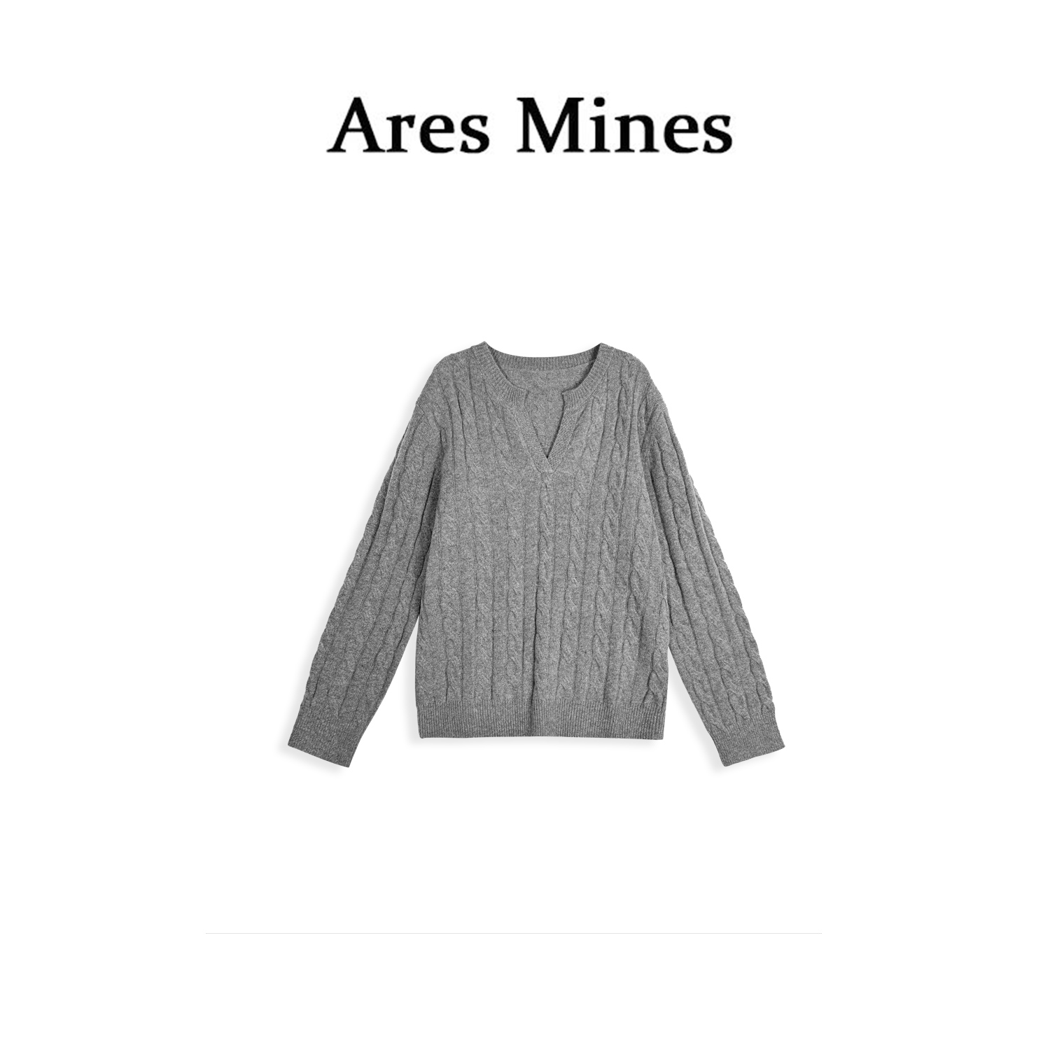 【盛朗熙Ares Mines】浪漫书签 松弛软糯麻花亨利领长袖针织毛衣