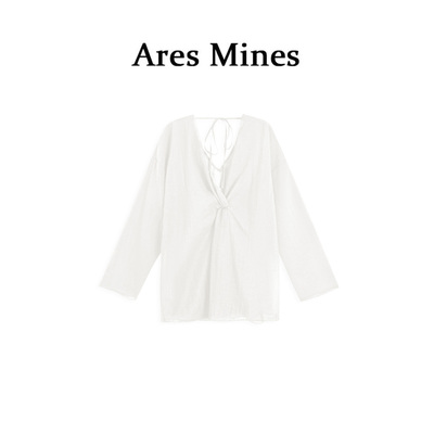 【盛朗熙Ares Mines】轻纱寄夏 小众设计V领两穿系带长袖衬衫夏
