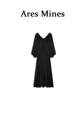 【盛朗熙Ares Mines】昼与夜歌 法式假两件设计V领蝙蝠袖连衣裙