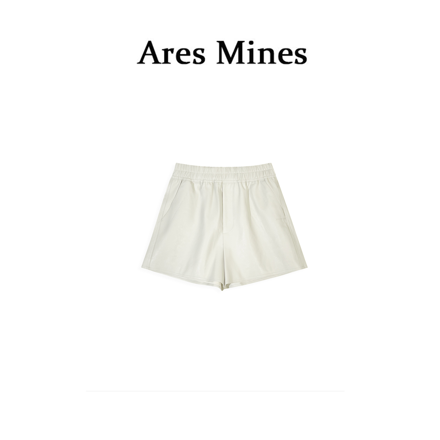【盛朗熙Ares Mines】城市假日 日系设计质感松紧高腰直筒皮短裤