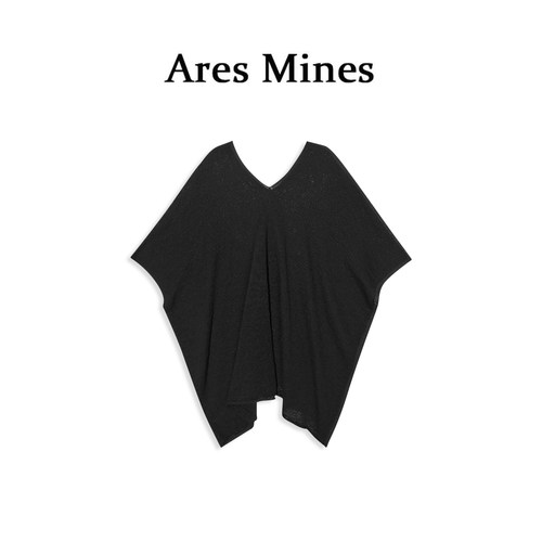 【盛朗熙Ares Mines】轻漫自然 慵懒风纯色宽松V领落肩无袖大罩衫