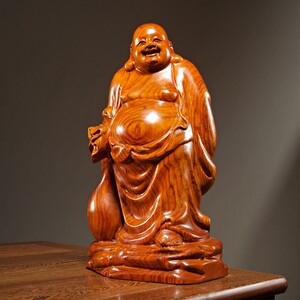 花梨木雕弥勒佛像摆件实木大号布袋笑佛家居客厅装饰红木工艺礼品