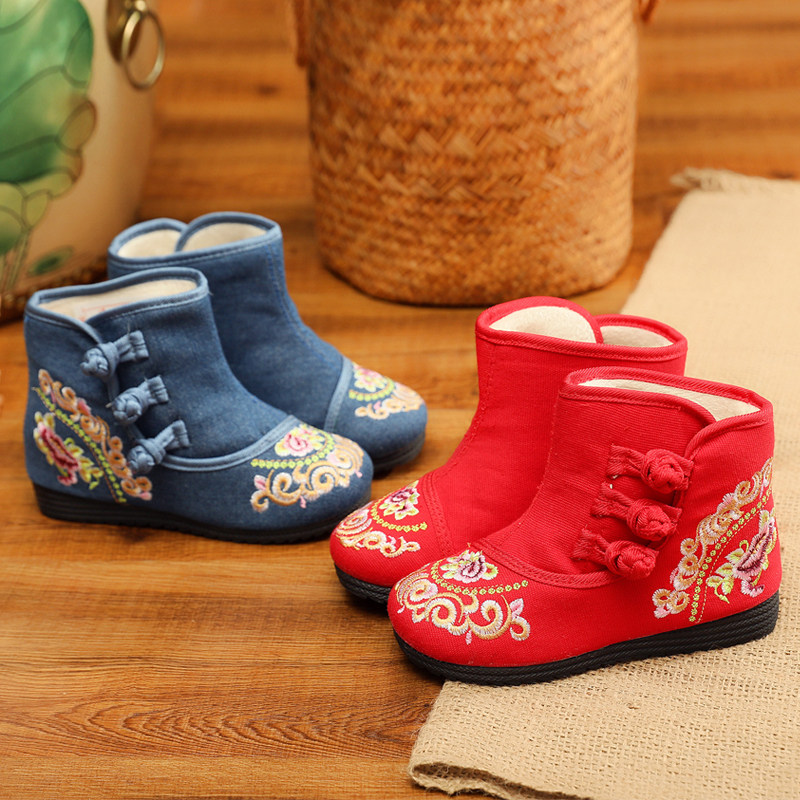 Chinese style Hanfu children Embroidered shoes perform Dancing shoes Autumn and winter Boots Old Beijing Cloth shoes Girls Shoesin the Shoes/Baby Shoes/Parent-child shoes , Boots/Snow boots  category - from Buy2taobao.com to provide professional Taobao agent buy service